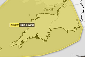 Yellow warning for rain & wind issued