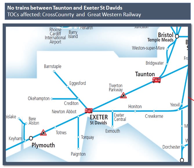 No trains to run between Taunton & Exeter