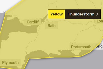 Thunderstorm - MET office issue yellow warning
